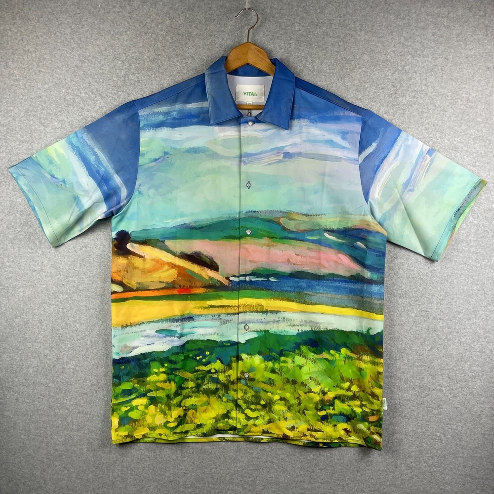 Yatai Los Angeles Shirt Men XXL Malibu Canyon Tencel Designer Landscape Painting